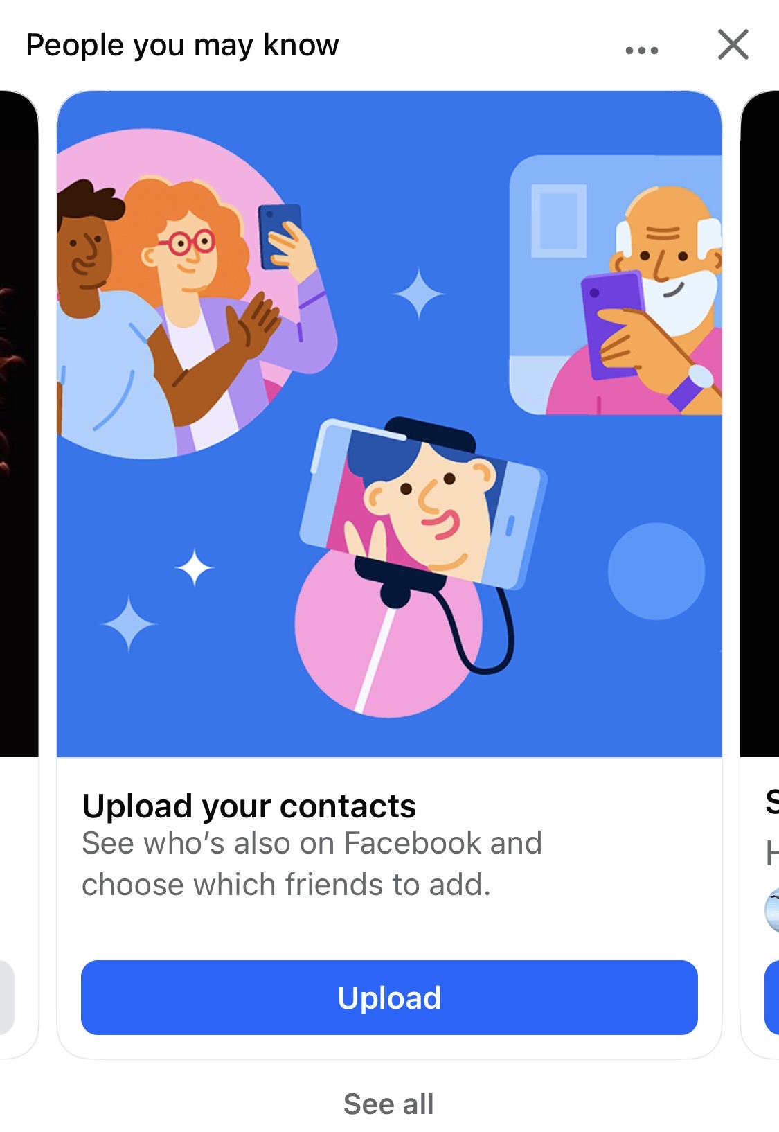 PYMK tile - upload contacts